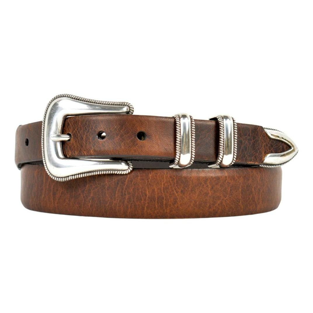 91778_Lejon_Belts_Mc_Coy_II_Bison_Leather_Western_Belt_Saddle_01_Product_on_White