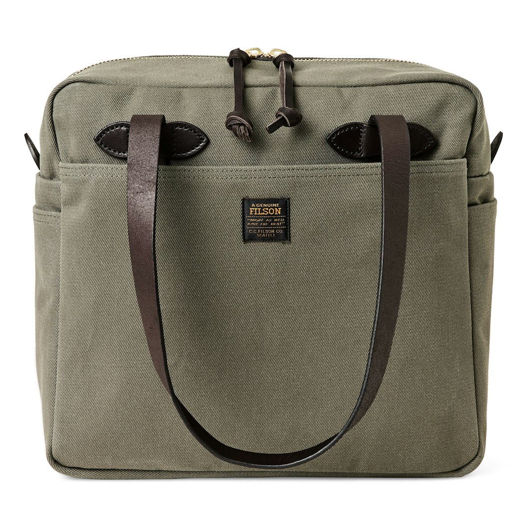 97384_Filson_Rugged_Twill_Tote_with_Zipper_Otter_Green_01_Product_on_White