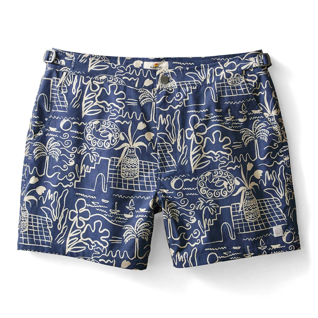 98634_Marine_Layer_Tailored_Swim_Trunk_NavyWhite_Island_Motif_01_Product_on_White
